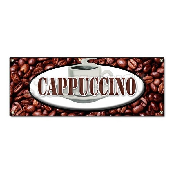 CAPPUCCINOBANNER SIGN italian espresso milk hot foam coffee house steam cream